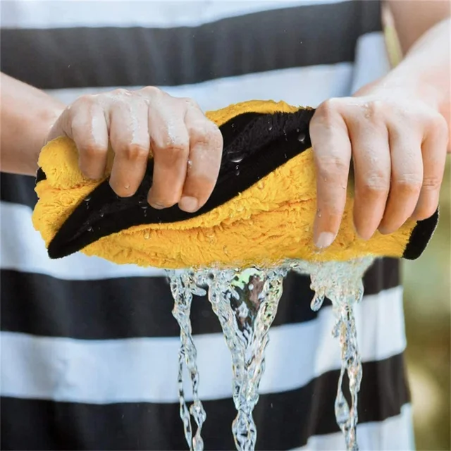 1/2/6pcs Microfiber Cleaning Towel Thicken Soft Drying Cloth Car Body Washing Towels Double Layer Clean Rags Car Accessories 5