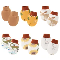 6Pairs/lot Newborn Gloves Soft Cotton Anti-Scratch Gloves Protection Face Baby Boy Mittens Cartoon Printed Girls Infant Supplies 2