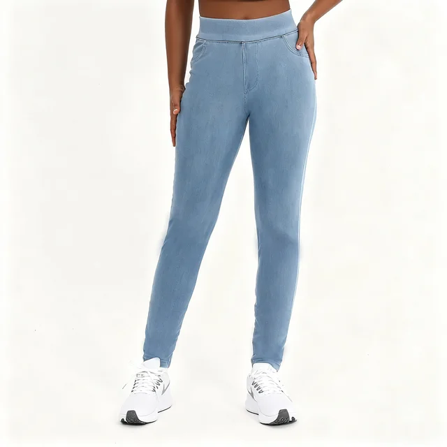 High-Waist Denim Yoga Leggings 1