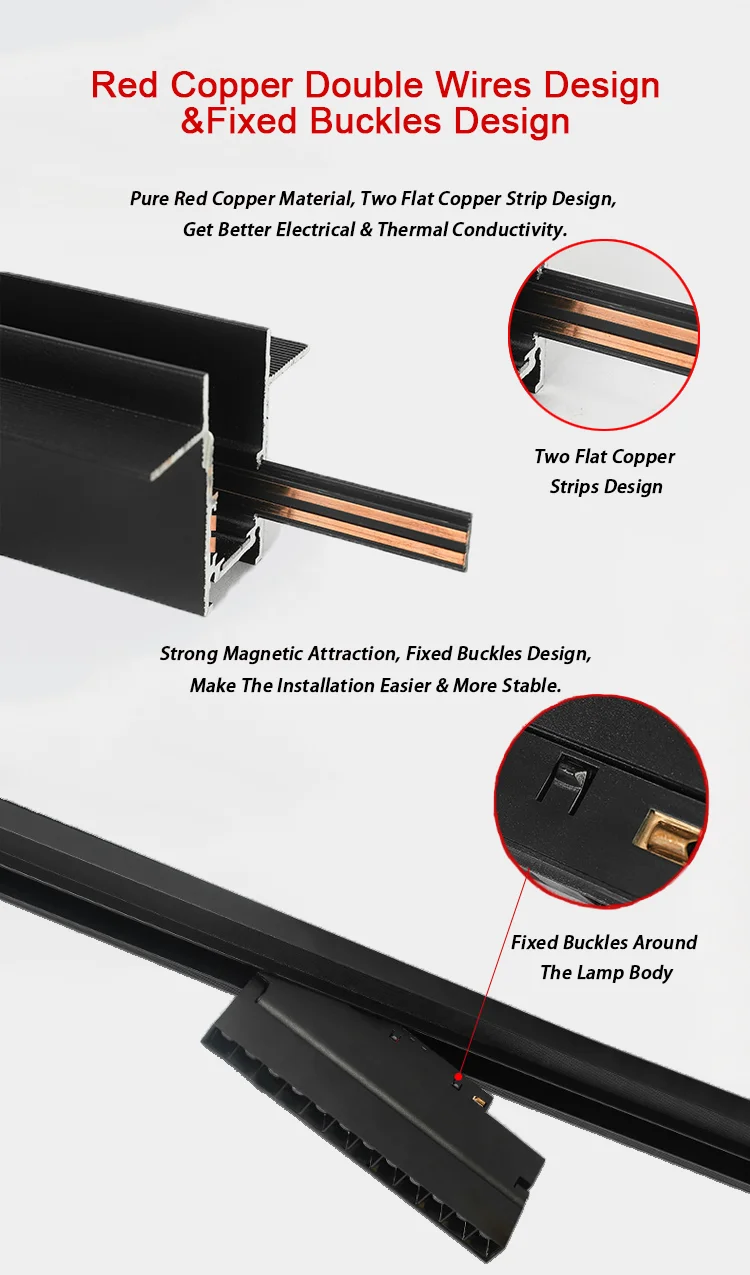 Description Picture 6 of itemModern DC48V LED Magnetic Track Light Grille Flood Lamp Embedded Flexible Linear Fixture LED Spotlight Ceiling Indoor Living