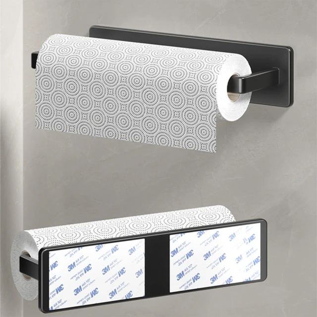 Paper Towel Holder Wall Mount Under Cabinet for Kitchen Self Adhesive  Silver.