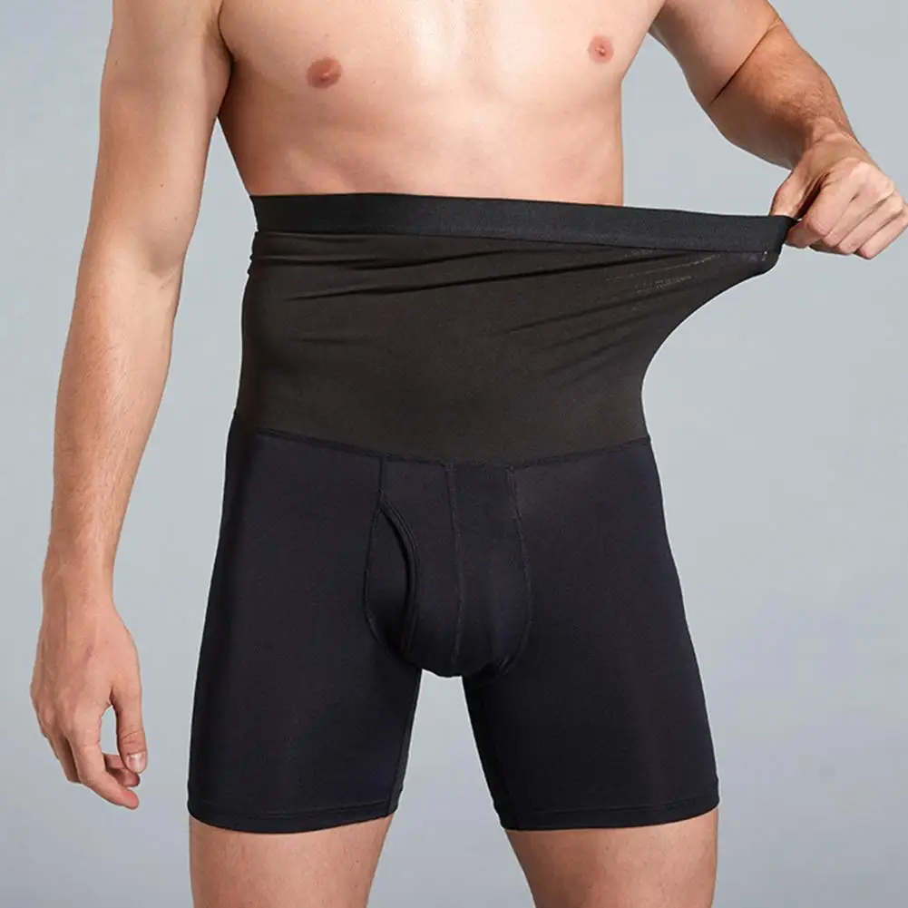 Men High-waisted Workout Shorts Men Sweat-wicking Fitness Shorts Men's High Waist Tummy Control Fitness for Slimming Body