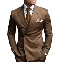 Formal Men 2 Piece Brown Wedding Suits Groom Tuxedo Slim Fit Peak Lapel Blazer Pants Business Suits Costume Homme For Party Prom 1