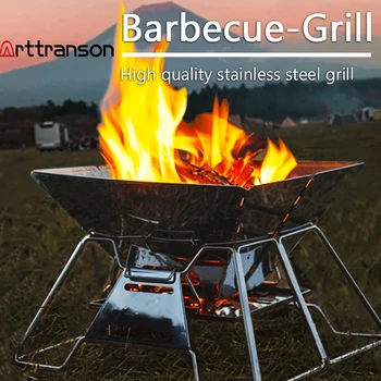 Folding Stainless Steel Grill Fire Pit 1