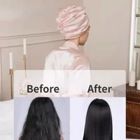 100 Mulberry Silk Hair Bonnet Cap For Women 19 Momme Natural Pure Silk Turban For Sleeping Hat Double Layer Silk Curly Head Wrap 2