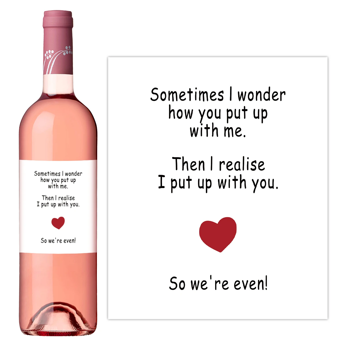 4-Pack Humorous Wine Bottle Stickers – “We Put Up With Each Other” Novelty Self-Adhesiv... - SKU HWBS1750 - UGI Pack...