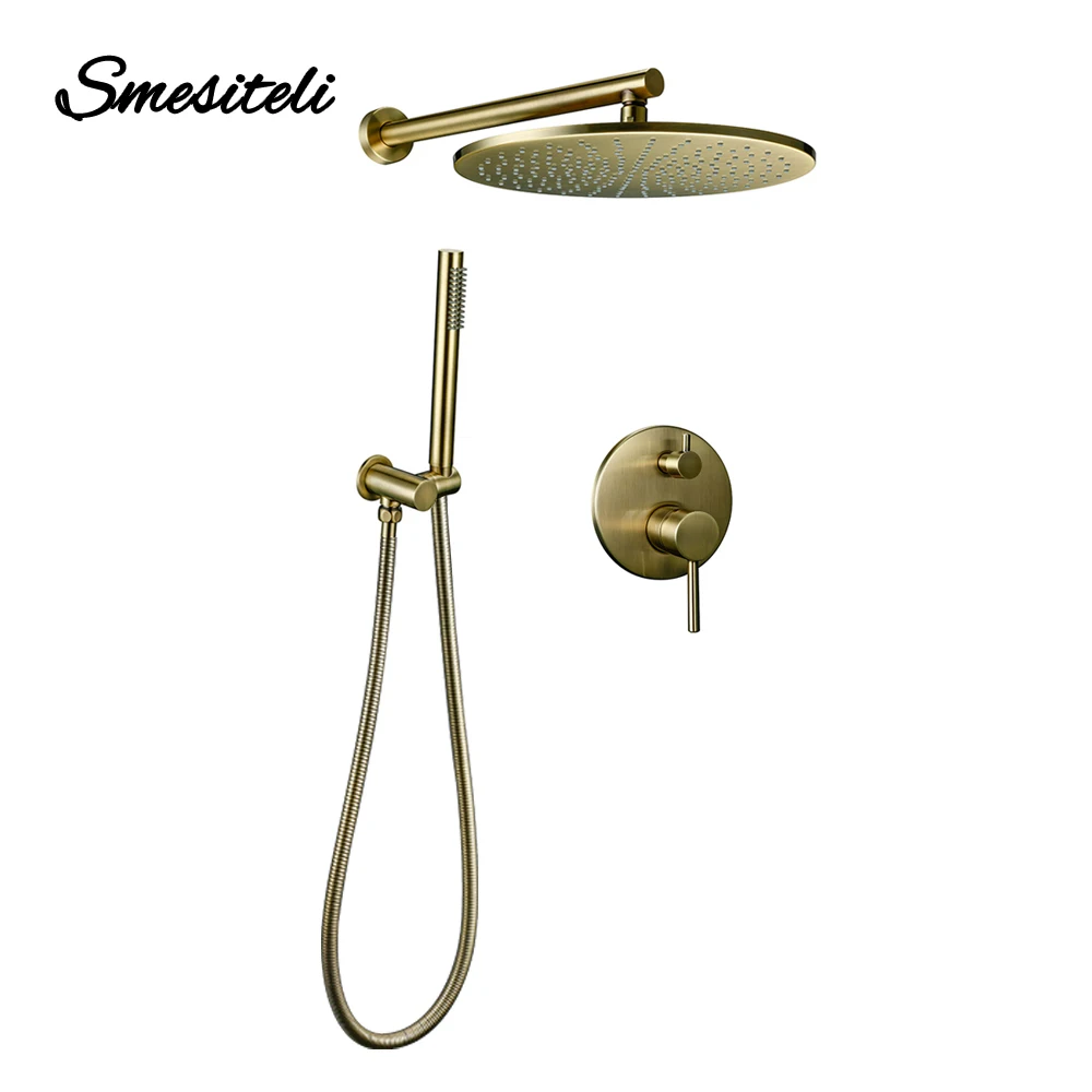 Shower Set shower head Brushed Rose Gold Shower Faucet 2 Ways Hot And Cold 8/10/12 Inch Bathroom System