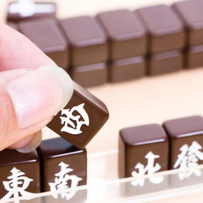 Mini Mahjong Set Portable Chinese Traditional Mahjong Board Game Multiplayer Play Game For Household Indoor Holiday Party
