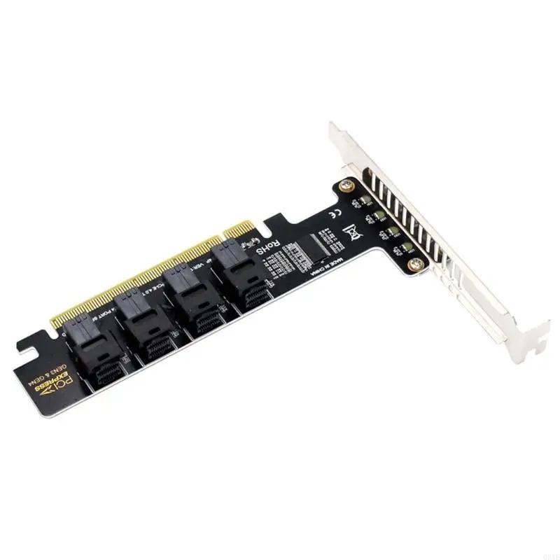 PCIE X16 To 4-port NVME SFF-8643 SFF-8639 Expansion Card Adapter PCIE4.0 Split Card Support PCIE X16 Slots Q81E