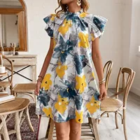 Short Summer Dresses For Women Casual Dress Mini Dress Print Sundresses For Women Cotton Beach Skirt Dress Dress Robes