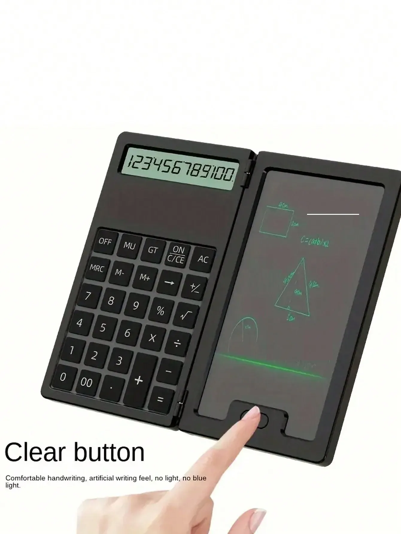 쓰기 가능한 보드가 있는 기본 계산기, 2-in-1 LCD 계산기, 메모장, 12자리 디스플레이 데스크탑 계산기
