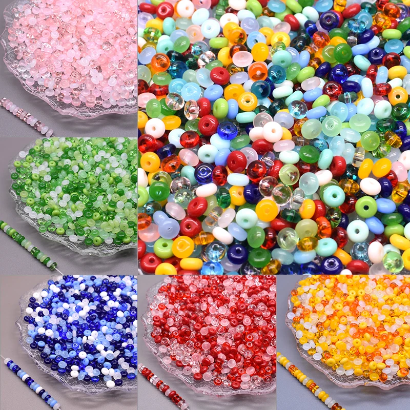 20 gr/beutel 100 stücke Gemischte Farbe Glas Perlen Rad Form Disc Lose Spacer Perlen Für Schmuck Machen DIY Armband