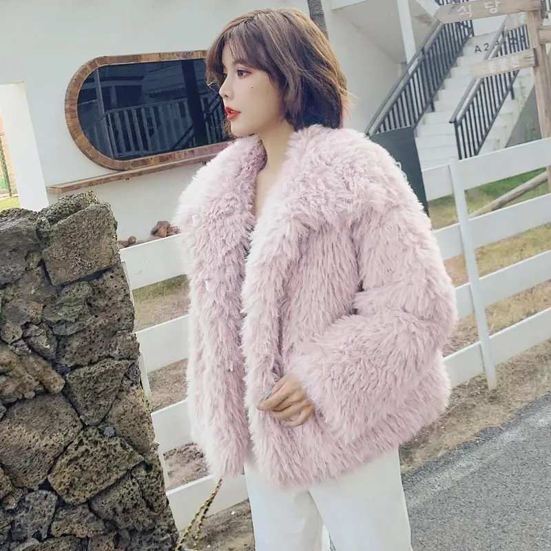 Faux Fur Coat Women Winter Fur Fluffy Jacket Long Sleeve Warm Thick Outerwear Chic Korean Coat Solid Hot Sale Women's Clothing