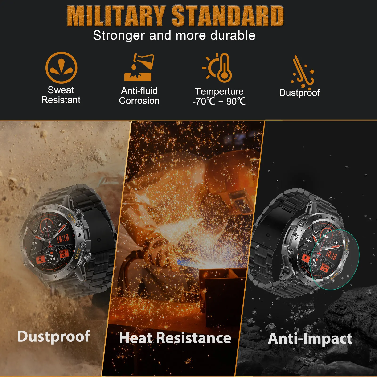 LaNikar New Smart Watch Men 1.39'' Full Touch Bracelet Fitness Tracker Bluetooth Call Heart Rate Smart Clock Men Smartwatch K52 - Image 4