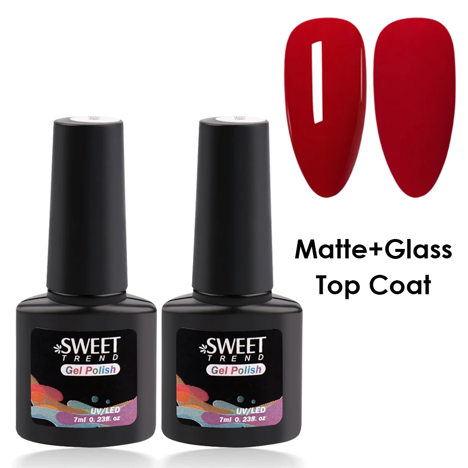 2pcs Matte+Glass No Wipe Topcoat Nail Polish Gel Transparent Sealing UV Semi-permanent Varnishes Manicure Decor Supplies JIS36-2