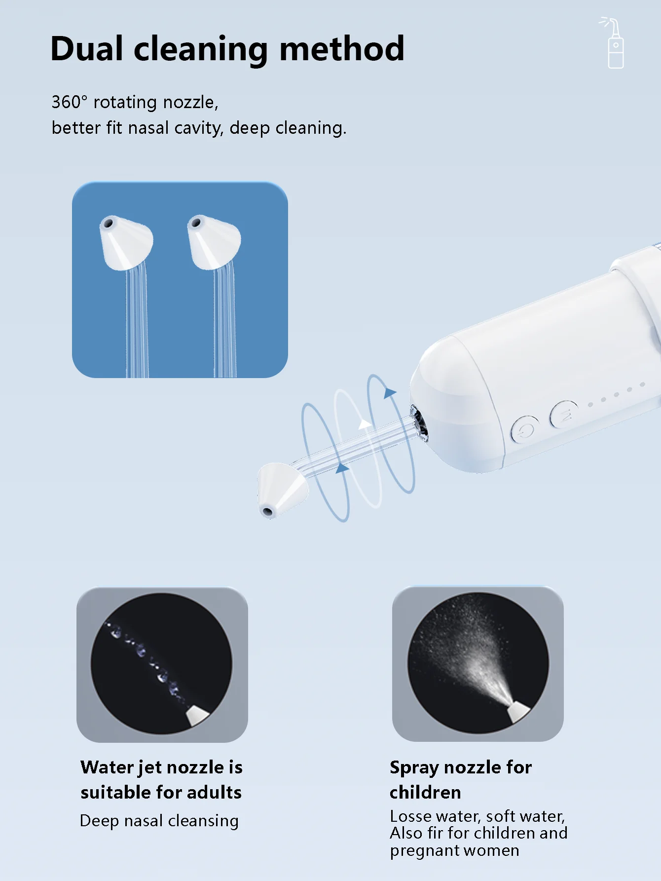 جهاز ري الأنف الكهربائي، منظف الأنف، قابل لإعادة ا...