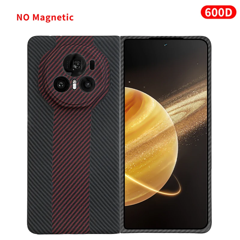Carbon Fiber Aramid Magnetic Case - Sleek Kevlar Fabric in Black and Red