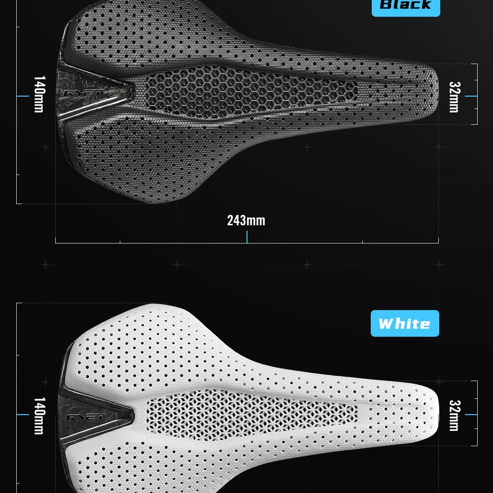 2026 RYET 165g Fahrradsattel, 3D-Gedrucktes Radsport-Sitzkissen, 7x9mm Carbon-Schienen für Rennrad, Mountainbike und Gravel-Bike, Fahrradteile – Detail 4