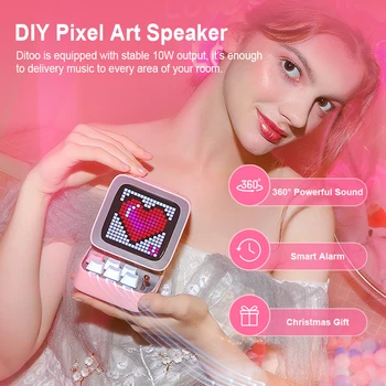 Divoom Ditoo-Pro Retro Pixel Art Bluetooth Portable Speaker Alarm Clock DIY LED Display Board, Cute Gift Home Light Decoration 2