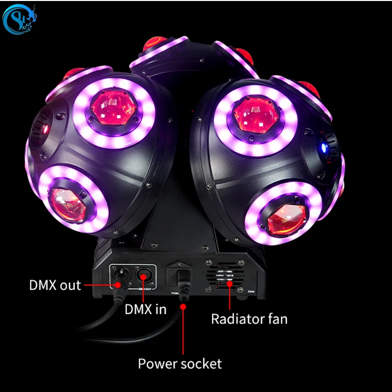 

New Style Disco Ball Lamp DMX512 Three Arms 12*10W Led Moving Head Lights Laser Stage Light For Disco Party
