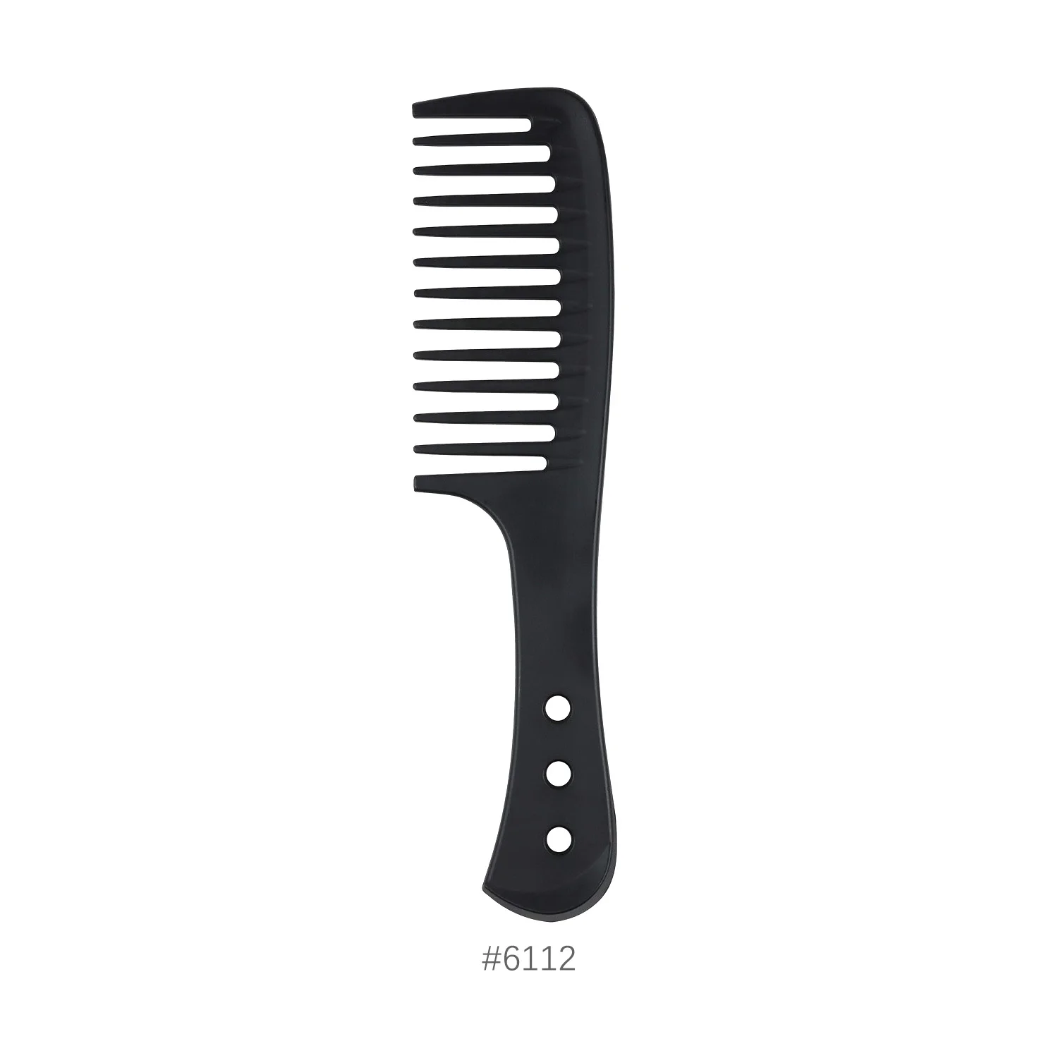 Black 2PC Large Teeth Comb Handle with Hole Smooth Surface Big Knife Comb Professional Salon Barber Hair Hairdressing Combs 3