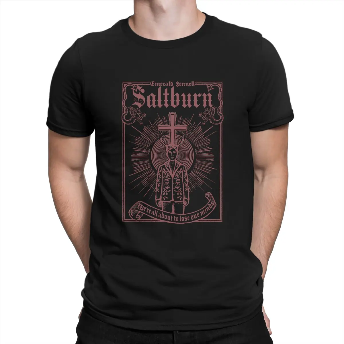 thumbnail image 1 of Camiseta Sennell para hombre, algodón puro, vintage, cuello redondo, Saltburn, manga corta, nueva llegada, 1 of 7