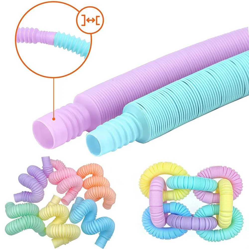 6/12PCS Pop Tubes Sensory Toys Diameter 1.9cm Stress Relief For Kids Adults