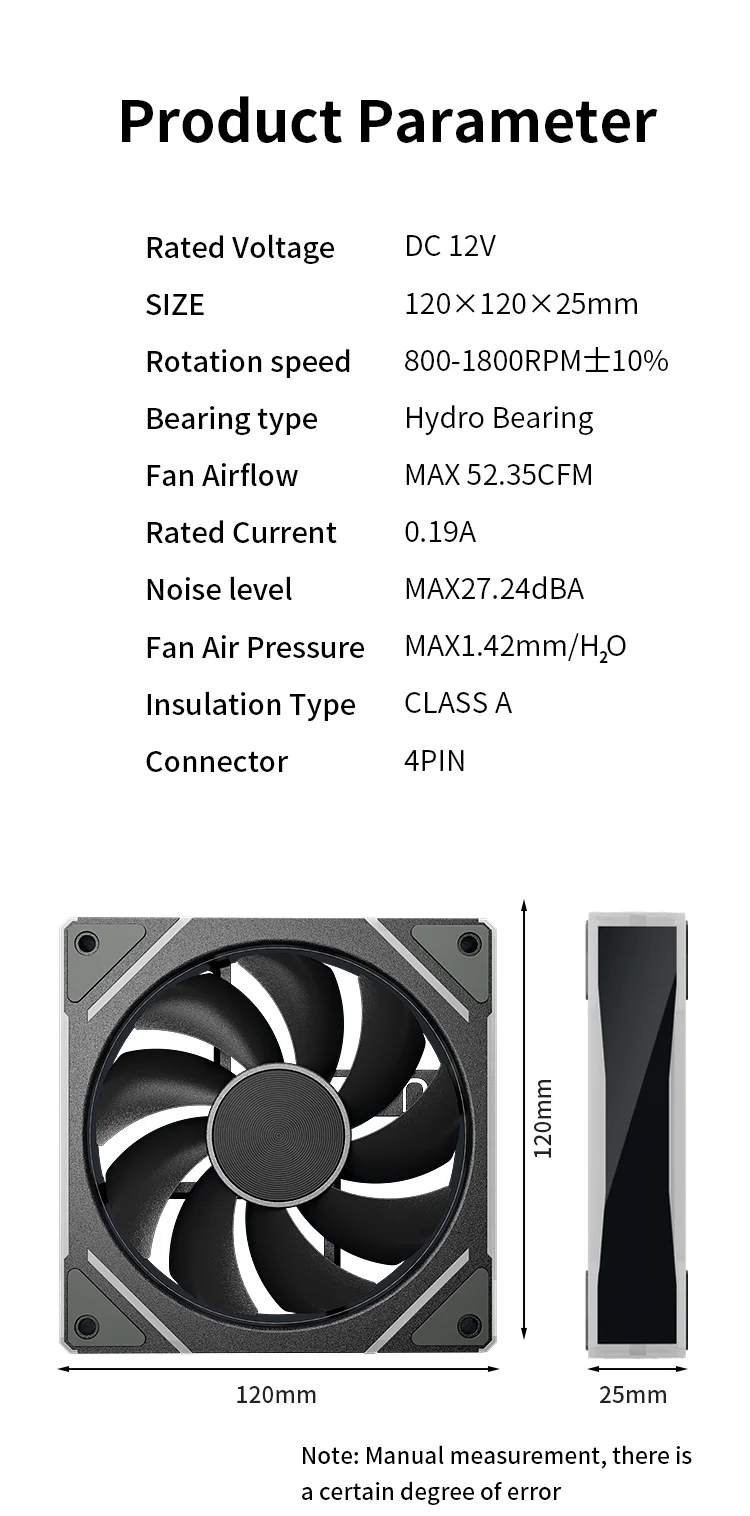 Prism S1 Chassis Fan 120MM ARGB 5V 3Pin PWM PC Cooling Fan Cooler for PC Case 80