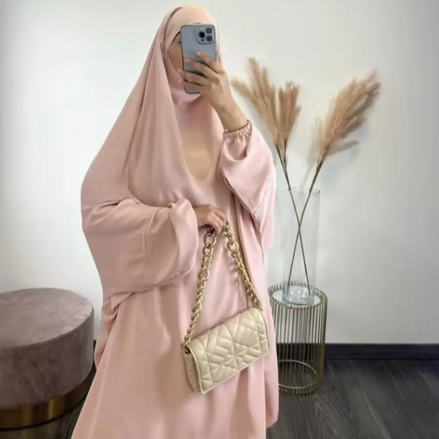 

Two Piece Jilbab With Skirt Niqab Strings High Quality Nida Ramadan EID Muslim Women Islamic Clothing Prayer Abaya