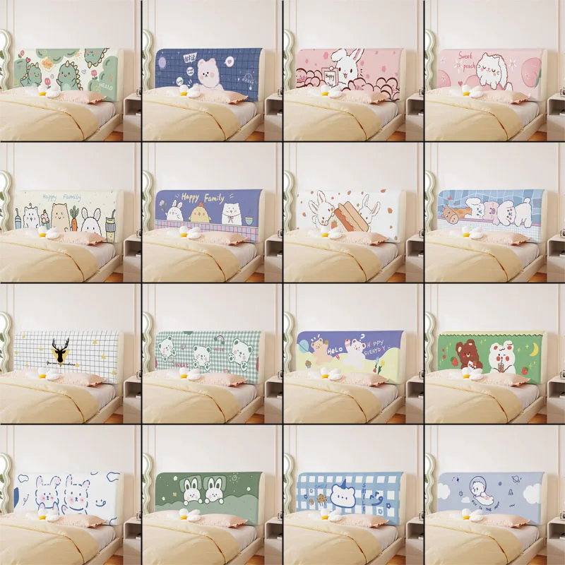 Cartoon Headboard Cover All-inclusive Bed Head Cover Elastic Bedspreads Fully Enclosed Bed Head Back Protector Cute Dust