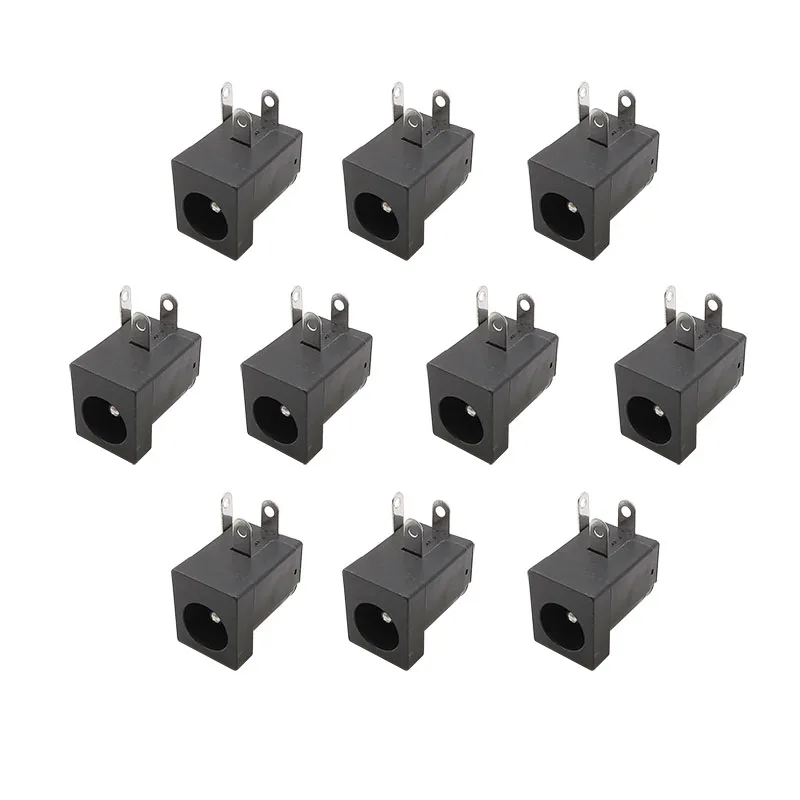 10 Stück DC-005 Schwarz 5,5x2,1mm DC-Stromanschlussbuchse DC-Buchsenstecker Netzteilbuchse Rechtwinklig PCB-Montage Anschlussadapter