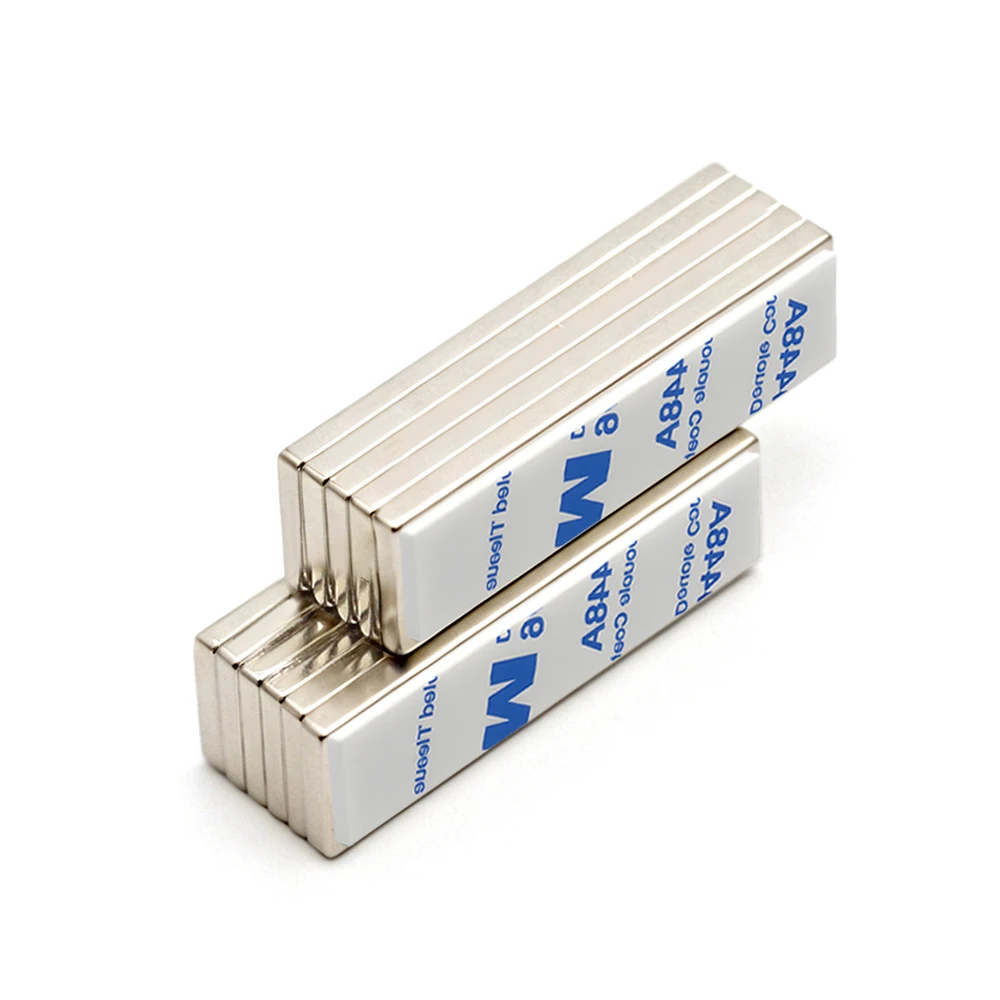 30 x 10 x 2 mm, superstarker Neodym-Magnet mit doppelseitig klebendem Magnetblock NdfeB N35, starke Kühlschrankmagnete – Detail 2