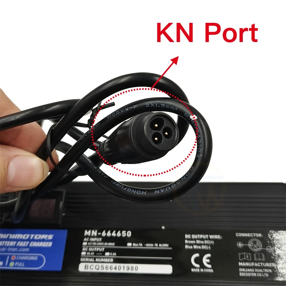 DUALTRON 66.4V 6.5A Quick Charger with Display (KN Port)(For 60V Scooter) Minimotors Fast Charge