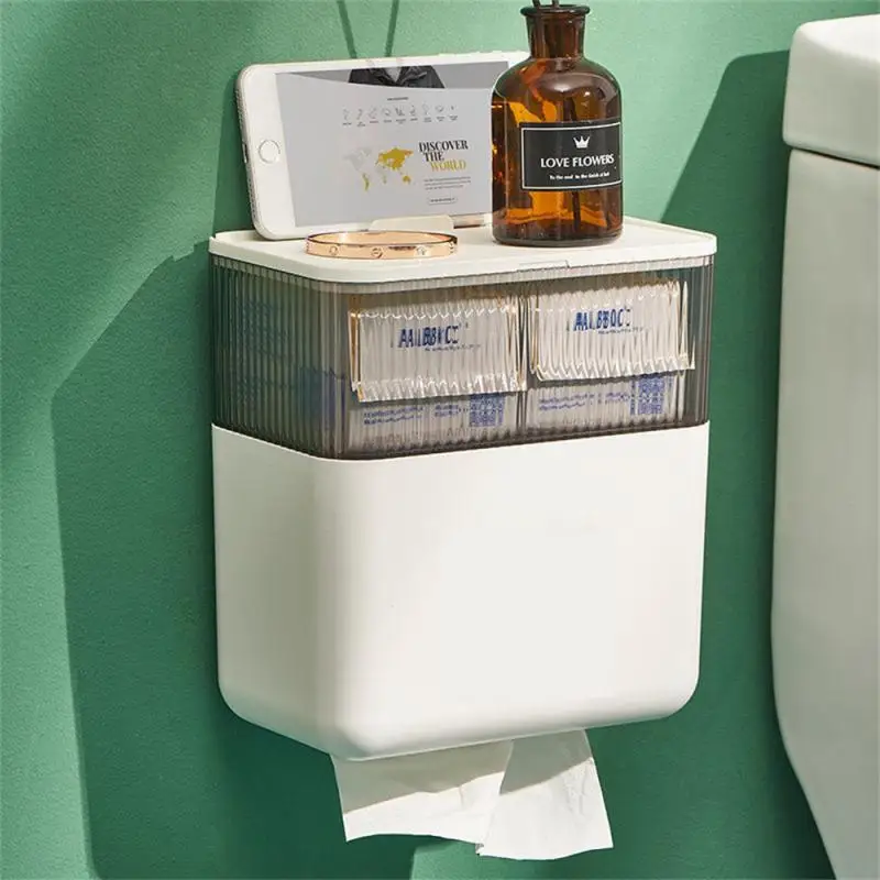 

Wall Mount Toilet Paper Holder Shelf Waterproof Toilet Tissue Box Roll Paper Storage Box Bath Tray Bathroom Accessories