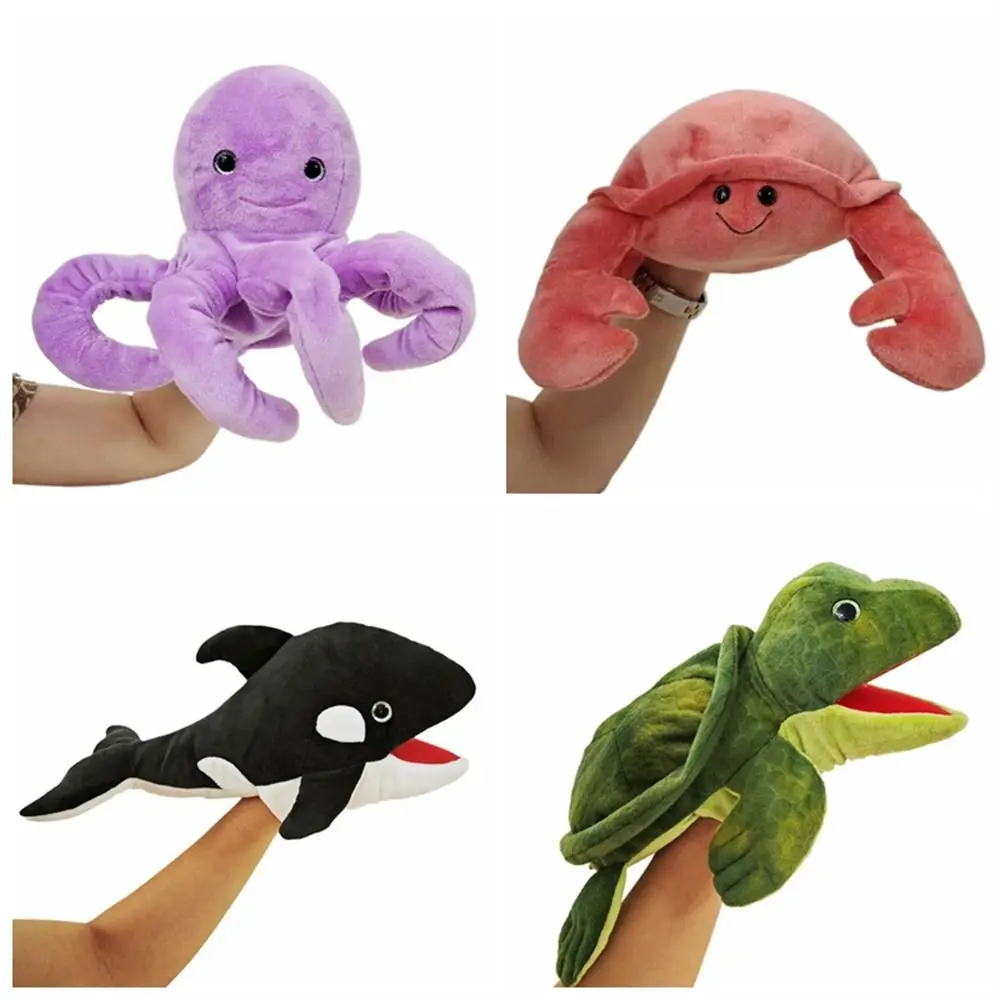 

Movable Mouth Sea Animal Puppets Stuffed Animal Turtle Whale Plush Shark Puppet Hand Doll Telling Story Early Education