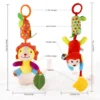 Baby Soft Hanging Rattle Crinkle Squeaky Toy Pendant Rings Plush Animal Stroller Infant Trolley Car Bed Crib Hanging Wind Chimes 6