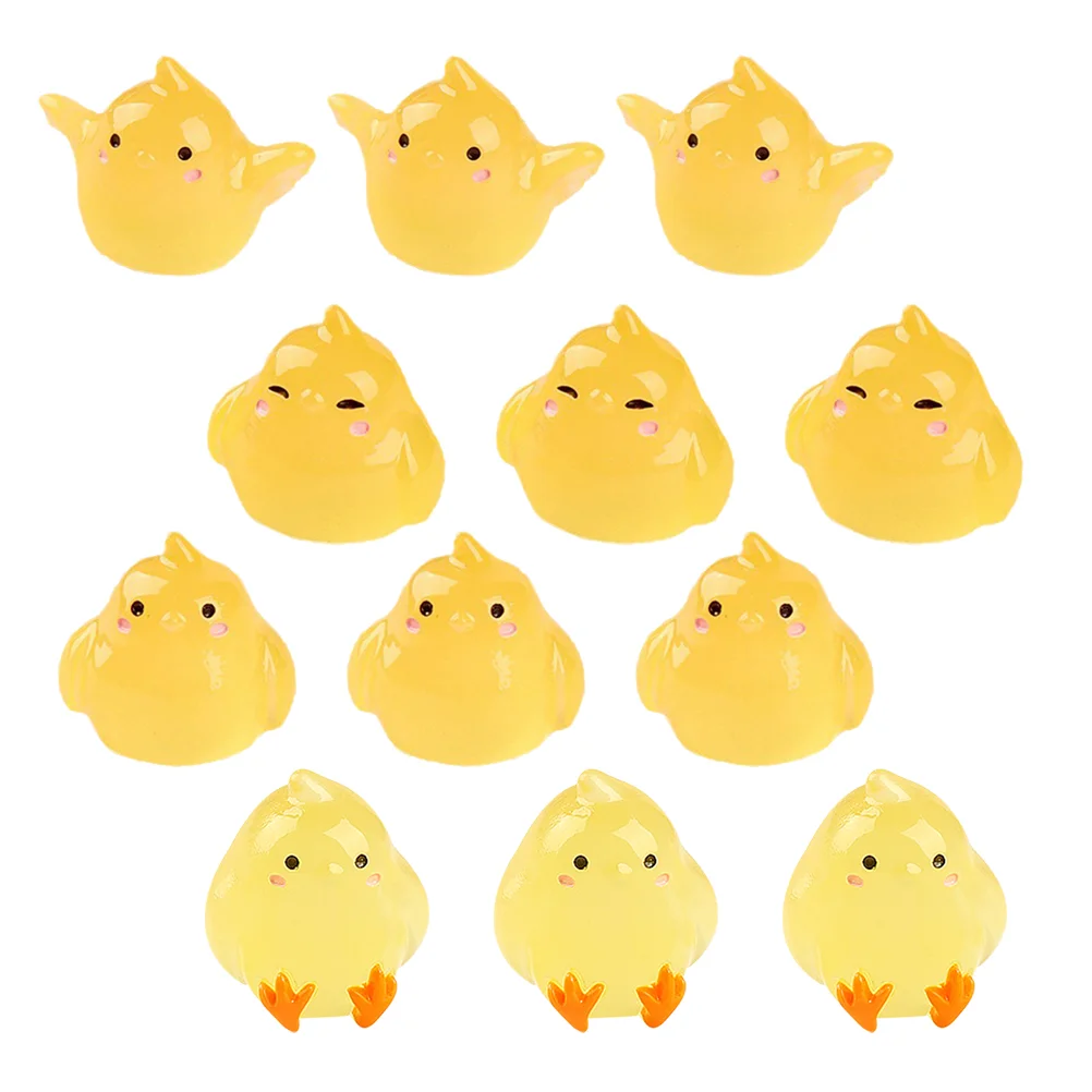 

Micro Ornaments Small Chicken Toys Mini Resin Luminous Figurine Tiny Birthday Decoration for Girl