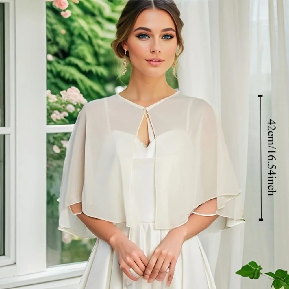 Fashion Sheer Chiffon Capelet Lightweight Design Elegant Style Evening Dress Wraps Wedding Cape Wedding Ceremony