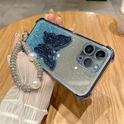 Luxury Glitter Phone Holder Case with Bracelet - Soft Shockproof Bracket Cover for OPPO A15 or A15S (4)