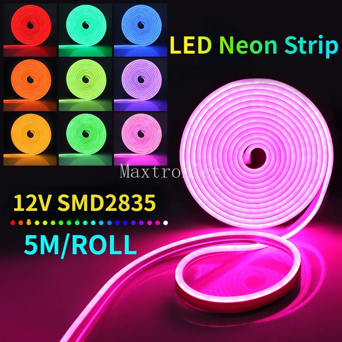

12V LED Flexible Neon Light Bright Silicone Strip 2835 DIY Shaped Waterproof Decor Lamp for Car Lighting Modification Shop Sign