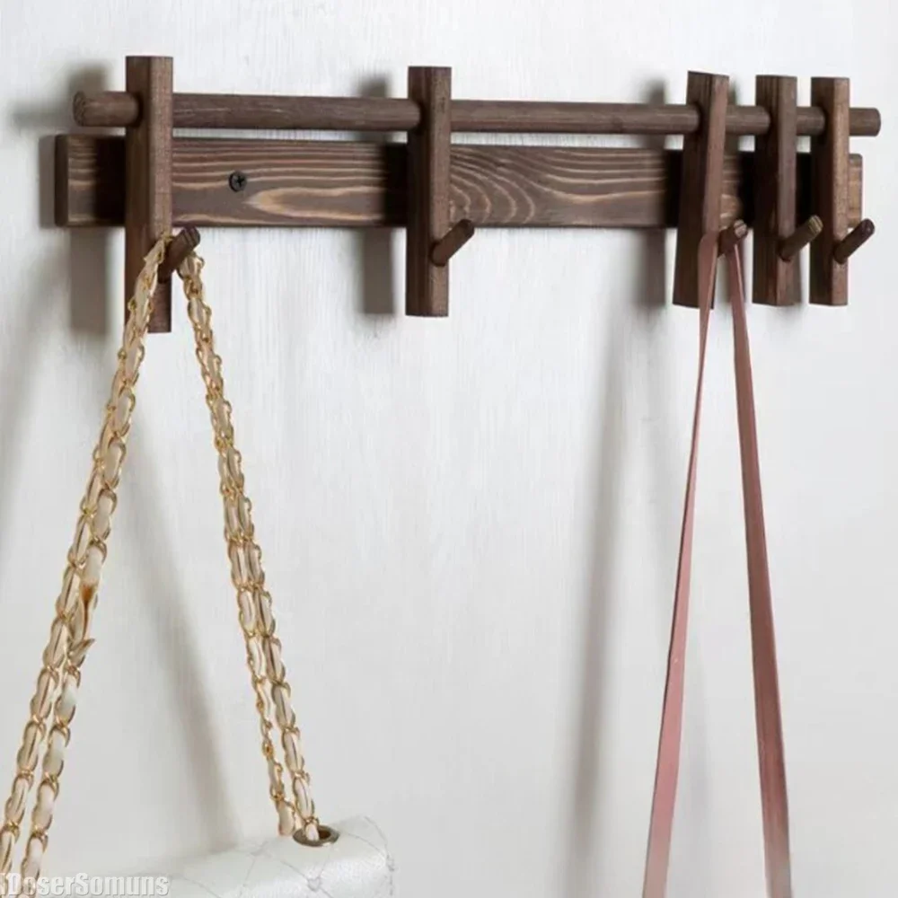 Clothes Rack Clothes Hook Walnut Stump Hook Coat Rack Wall Multi Hook Solid Wood Wall Mounted Coat Rack No Punch Log Hangers