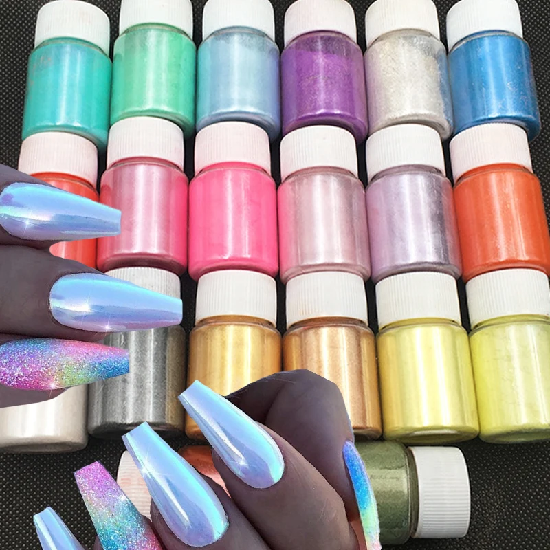 Aurora Mermaid Nail Glitter Powder 400Mesh Polvere Perlescente Chrome Nail Dip Pigmento Perlescente Polvere Forniture Per Unghie All'Ingrosso