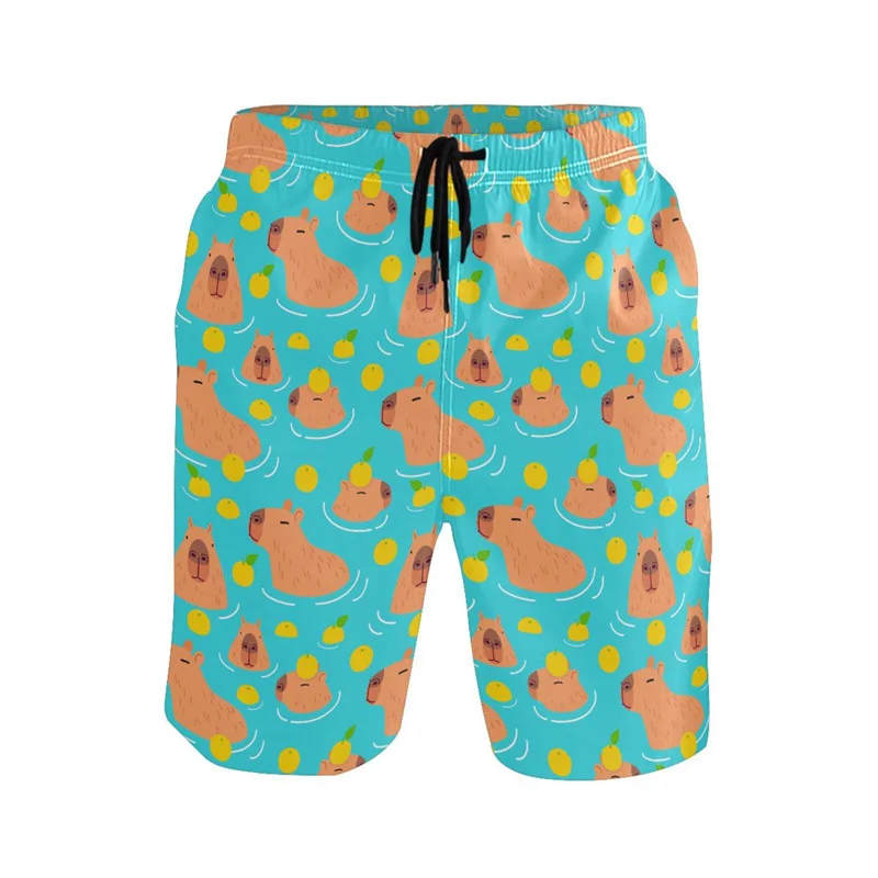 Mens Beach Shorts Cartoon Animal 3d Print Capybara Cool Summer Surf Board Quick Dry Sports Loose Swim Trunks Kids Clothes