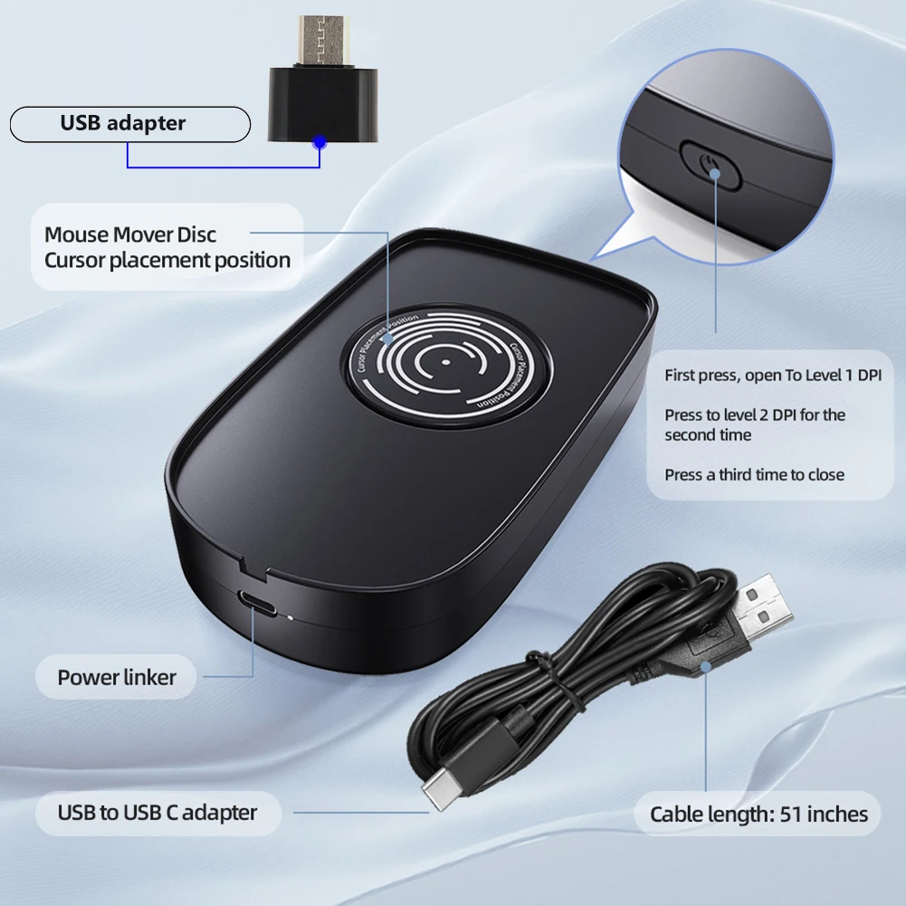 Undetectable Mouse Jiggler 5V 1A Movement Simulation Wired Wireless Mouse Compatible for Computer Awakening for Keeps PC Active