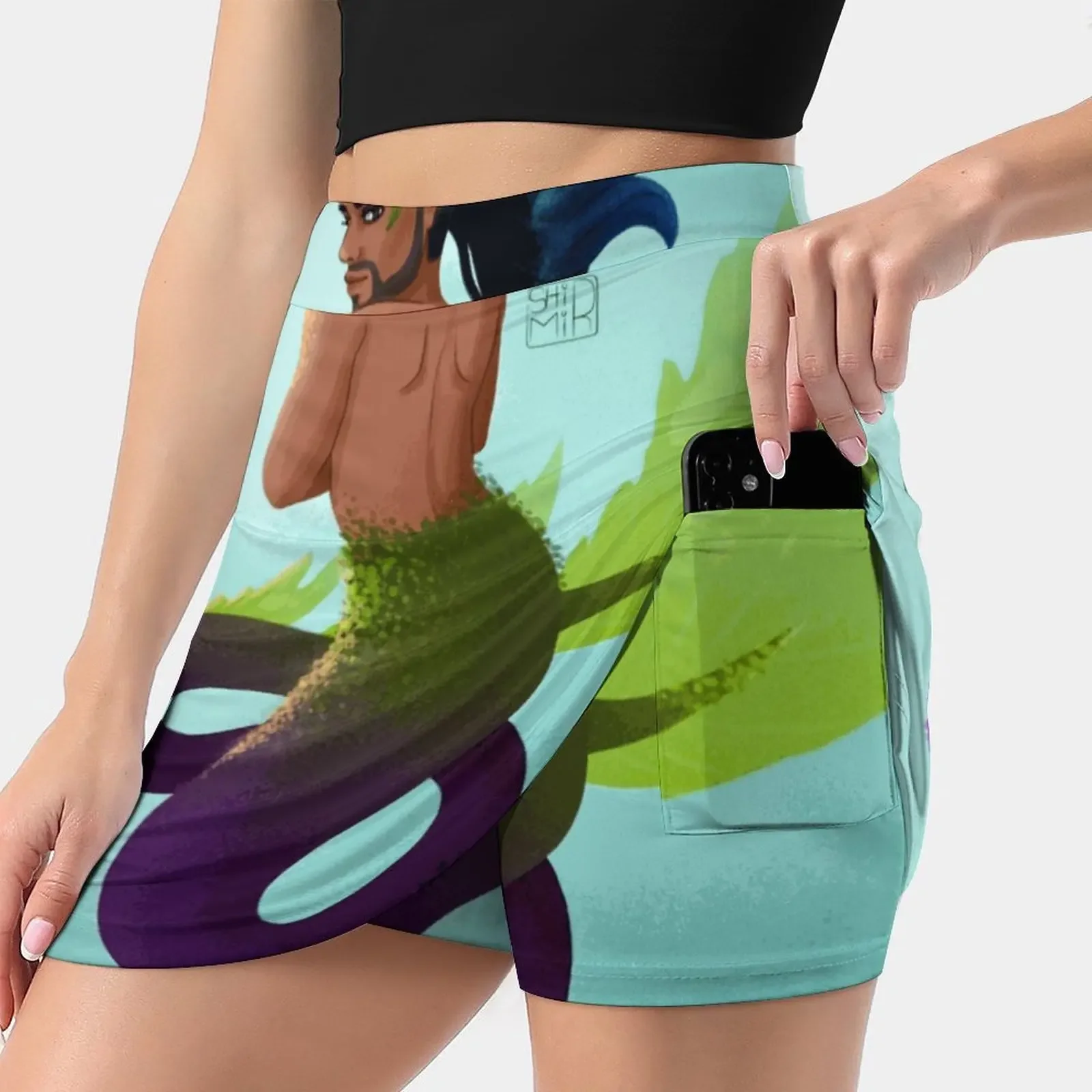 

Blue Women's skirt With Pocket Vintage Skirt Printing A Line Skirts Summer Clothes Mermay Mermaids Merman Merpeople Merfolk