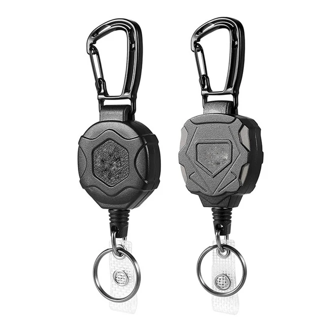 2 Pack Retractable Keychain Heavy Duty Carabiner Badge Holder ID Badge Reel  With Steel Retractable Cord - AliExpress