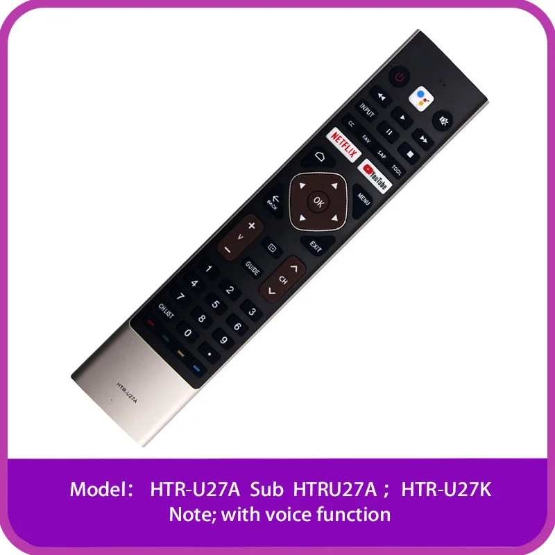 하이얼 TV LE65S8000UG LE32K6600SG LE55K6600UG LE43K6700UG용 HTR-U27A 하위 HTR-U27K 음성 리모컨