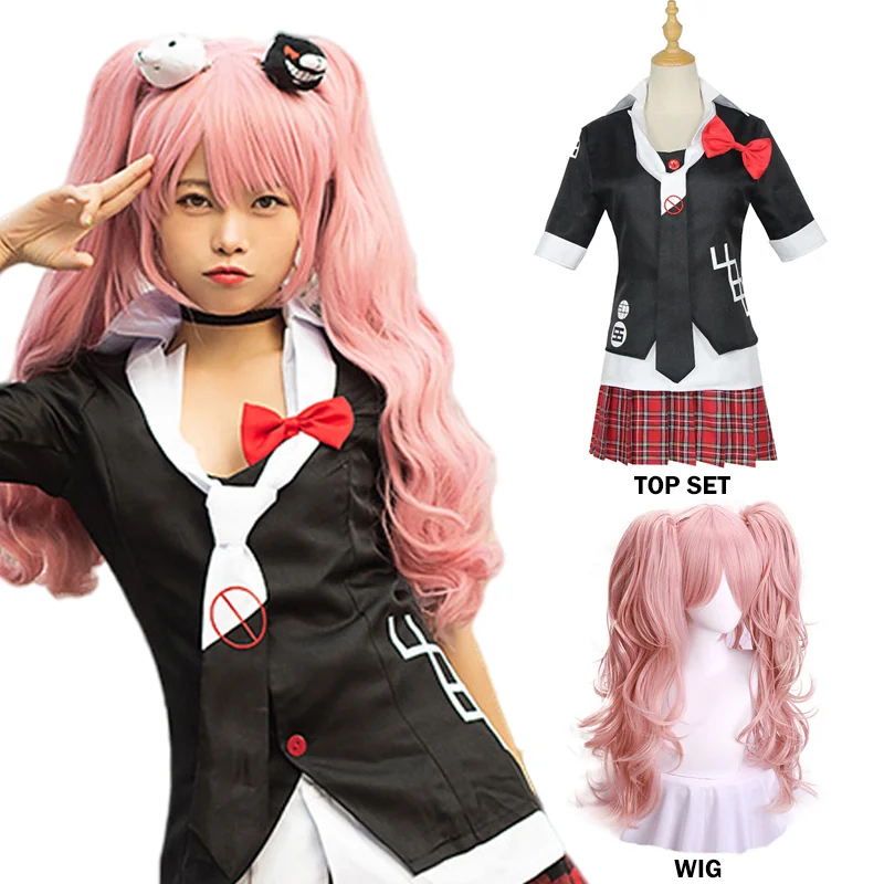 

Anime Danganronpa Enoshima Junko Cosplay Costumes Uniform Jk Dress Halloween Costumes for Women Vestido Role Play Clothing Wig