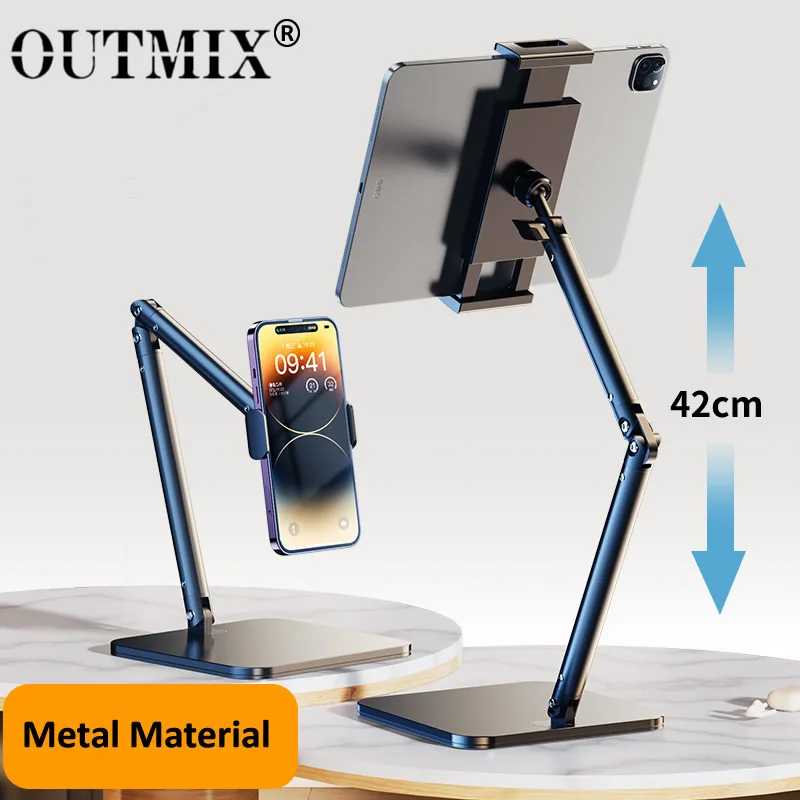 Suporte para Tablet para Tablets e Smartphones Ajustável até 42cm de Altura Ipad Rotação 360 ° Suporte para Tablet de Metal para 4.713 Pol