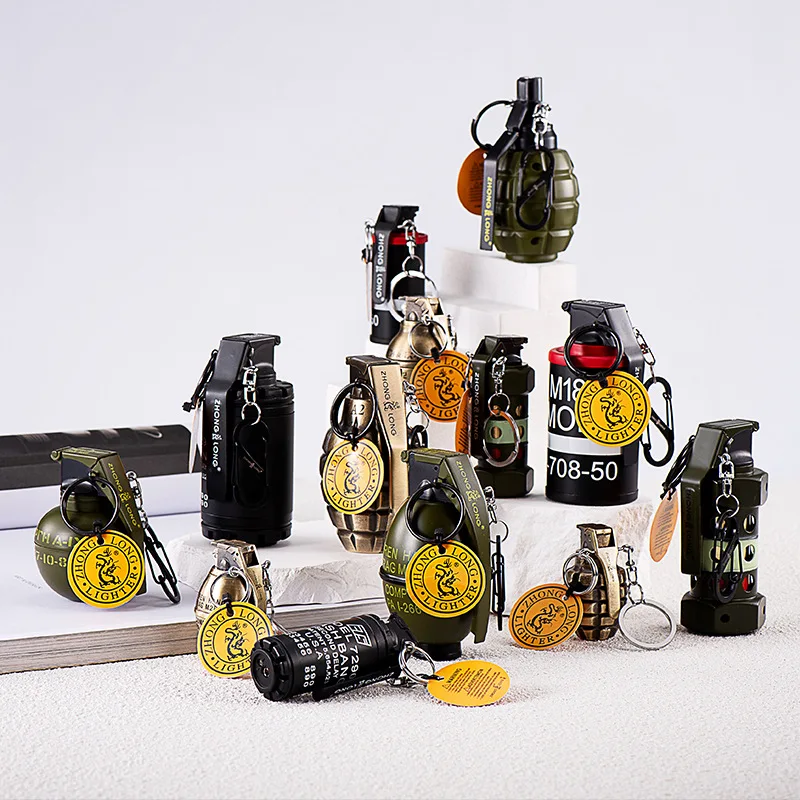 Military Hand Grenade Model Gas Lighter, Windproof, Creative, Cigarette Accessories, Men's Small Gifts and Collections
